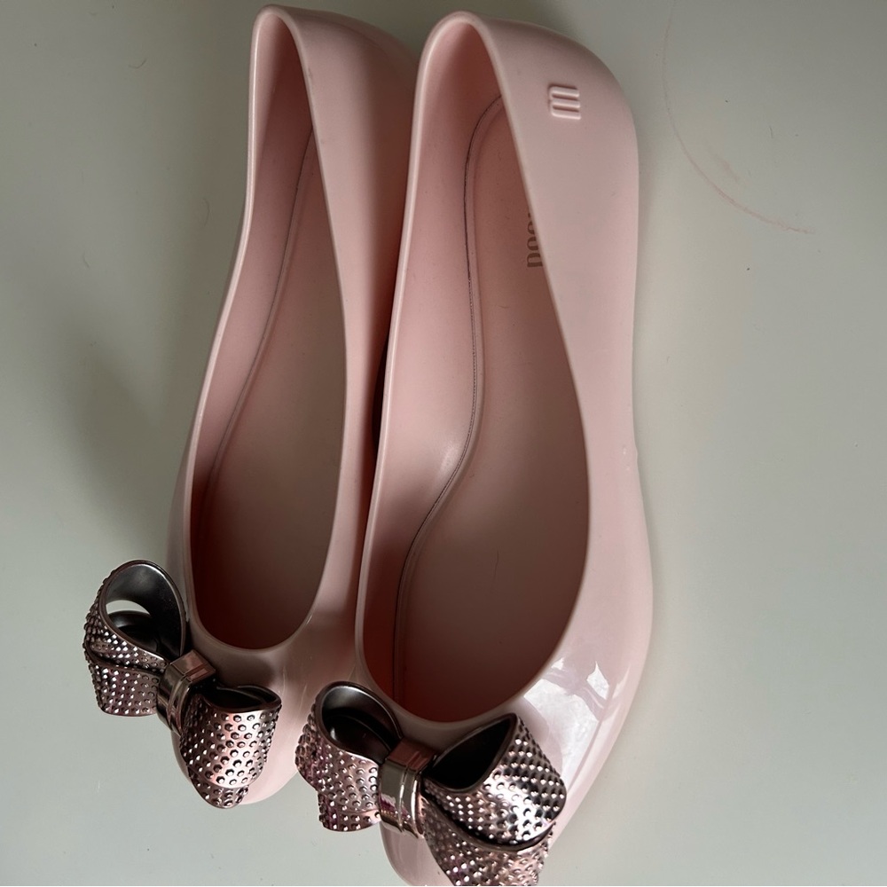 Melissa Aura II pink rose ballet flats with bow 6 - Picture 3 of 6